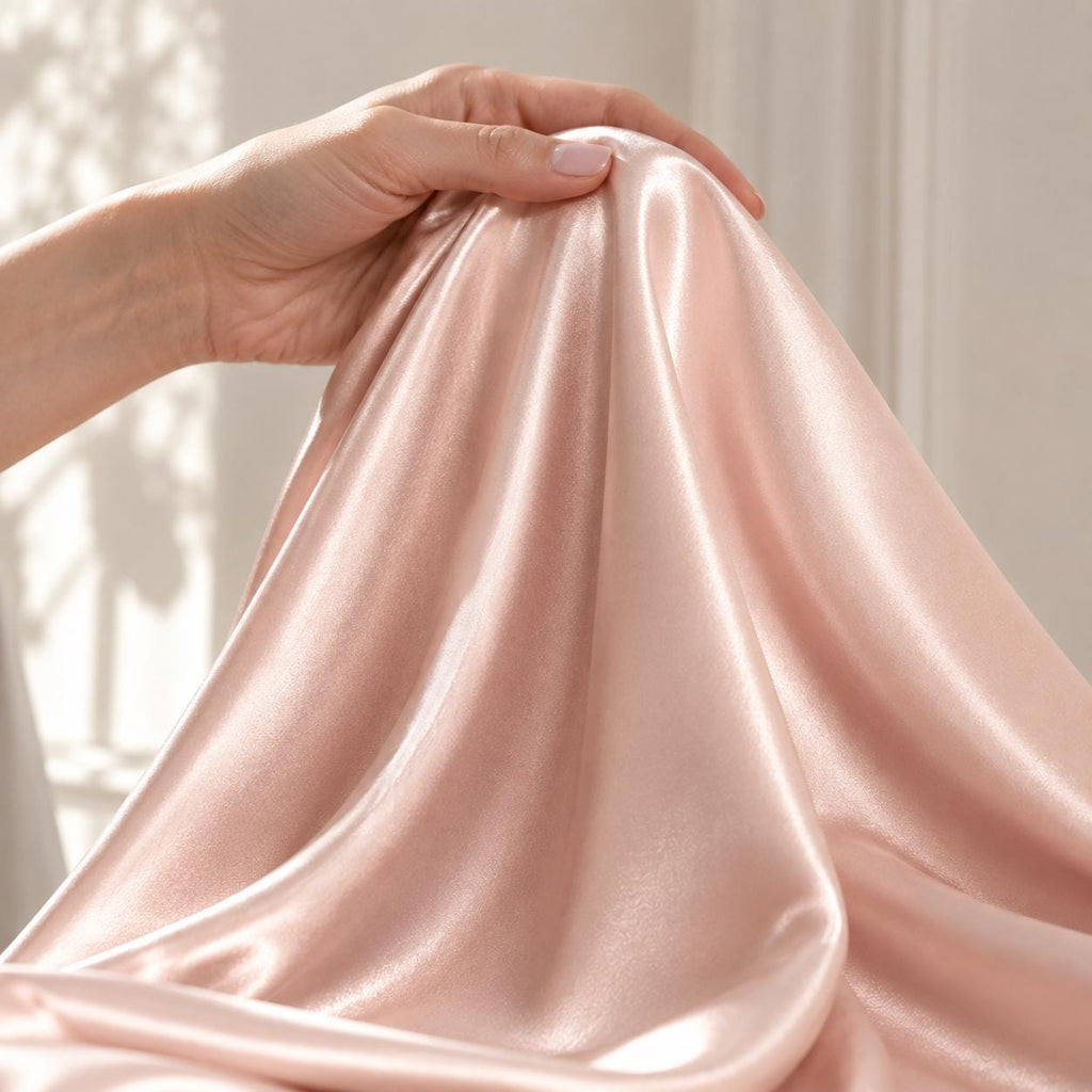 Blush Pink Stretch Satin Fabric by the Yard