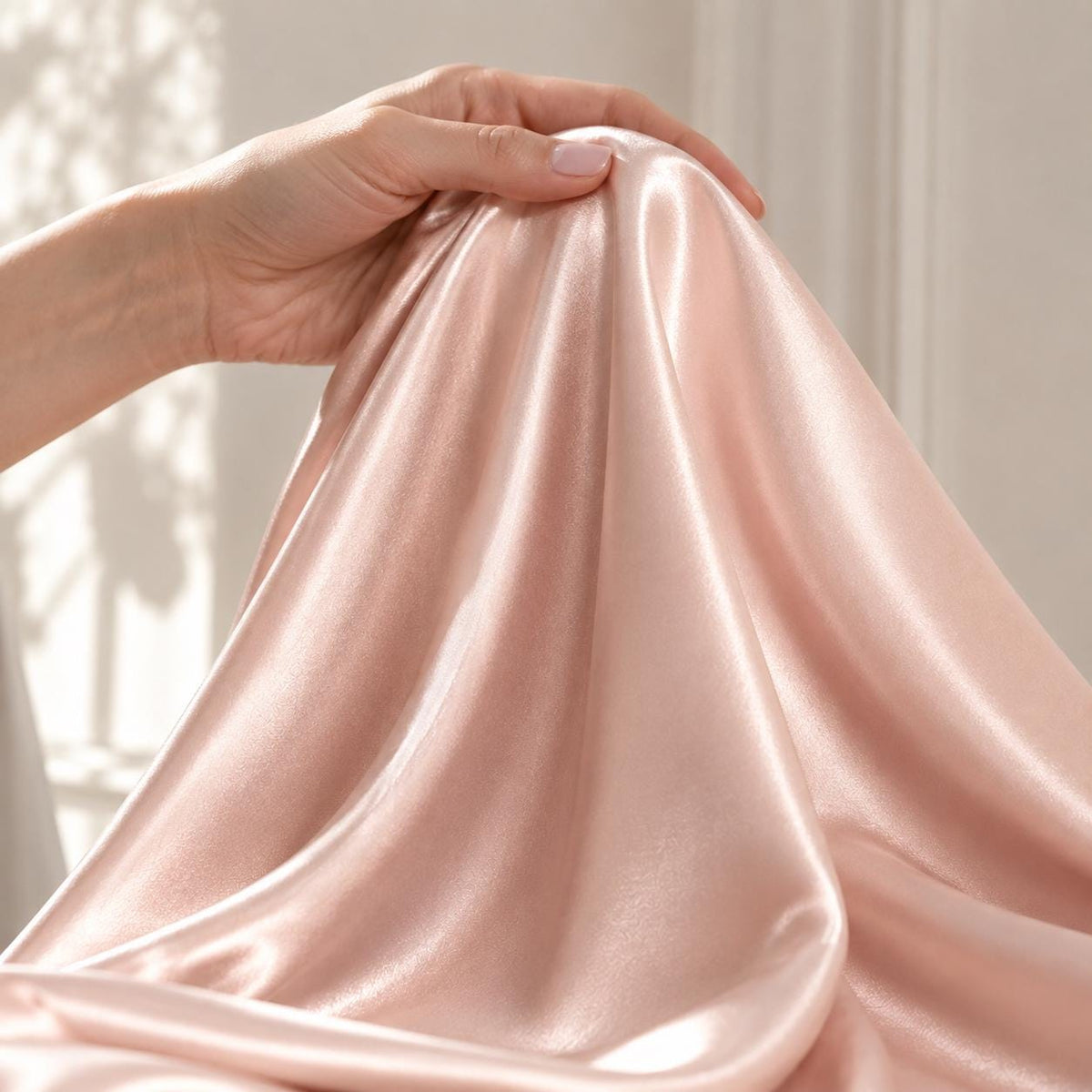 Blush Pink Stretch Satin Fabric by the Yard