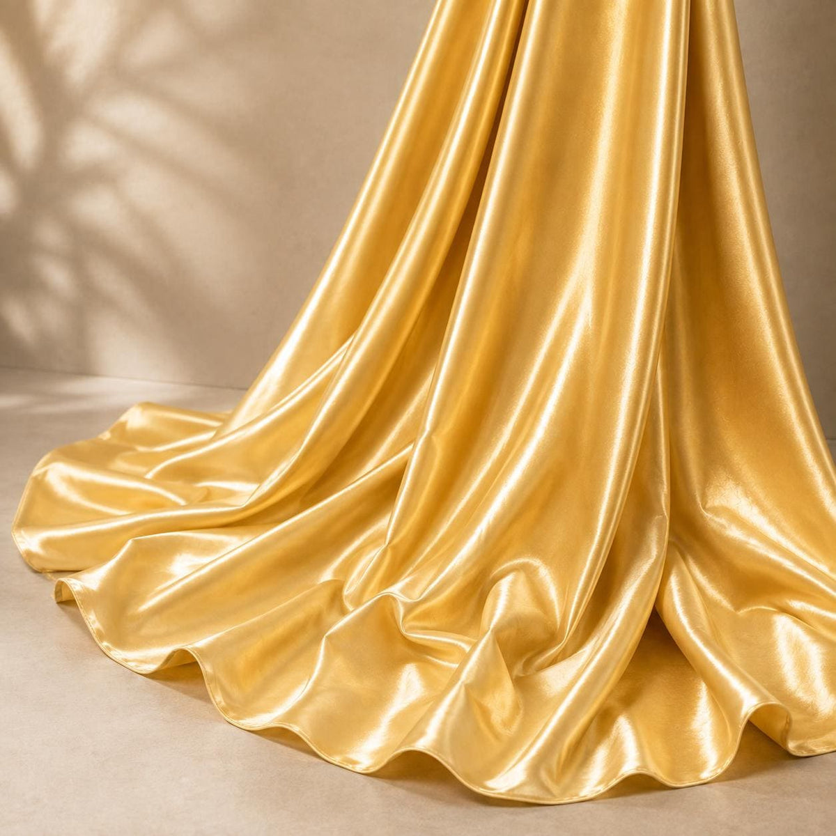 Light Gold Stretch Satin Fabric by the Yard, Luxury Bridal Satin Fabric, Wedding Dress Fabric, Bridesmaid Dress Material, Silky Apparel
