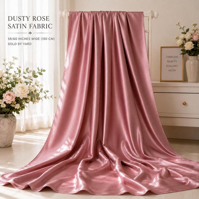 Dusty Rose Stretch Satin Fabric by the Yard