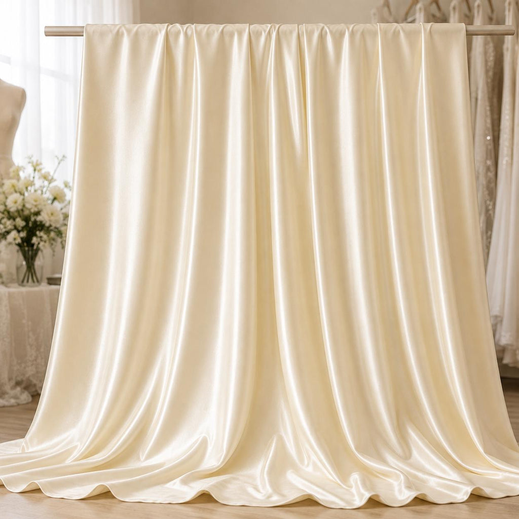 Cream Satin Fabric by the Yard, Wedding Decoration Fabric, Event Draping Fabric, Table Runner Material, Luxury Satin for Wedding Decor
