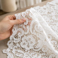 White Floral Guipure Lace Fabric by the Yard, Venice Lace Fabric, Bridal Wedding Dress Lace, Heavy Crochet Lace, Couture Sewing Fabric