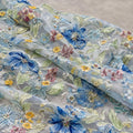 Ice Blue Floral Embroidered Lace Fabric by the Yard, Beaded Sequin Tulle Mesh for Evening Gown, Prom Dress & Couture
