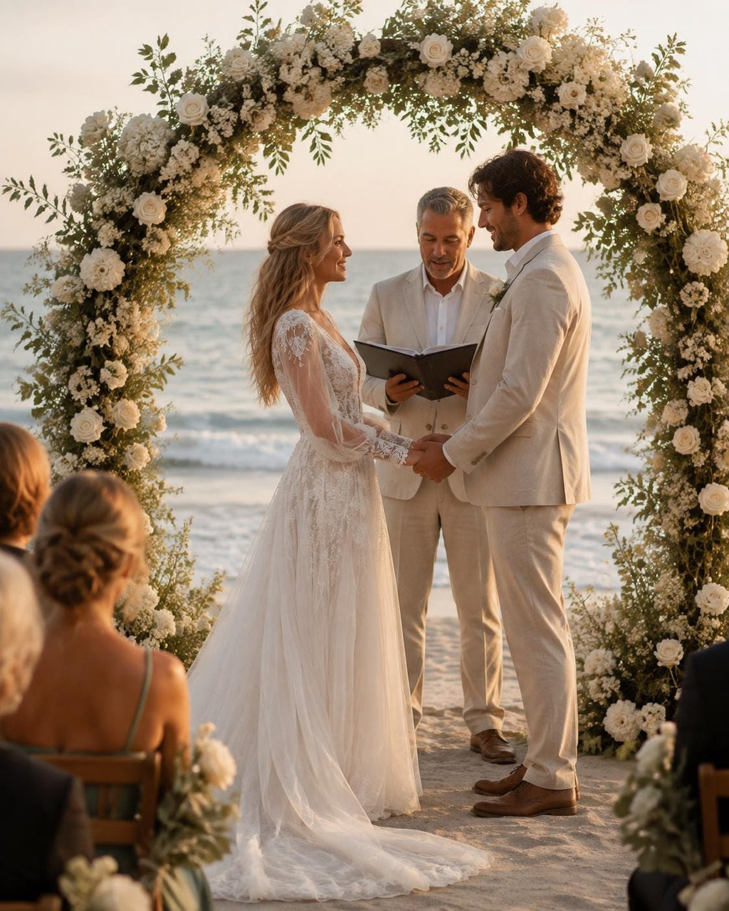 Boho Lace A-Line Wedding Dress with Long Sleeves