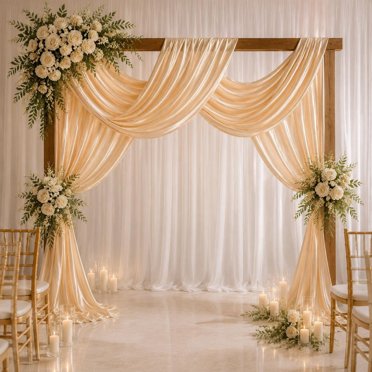 Champagne Satin Fabric by the Yard for Wedding Decor
