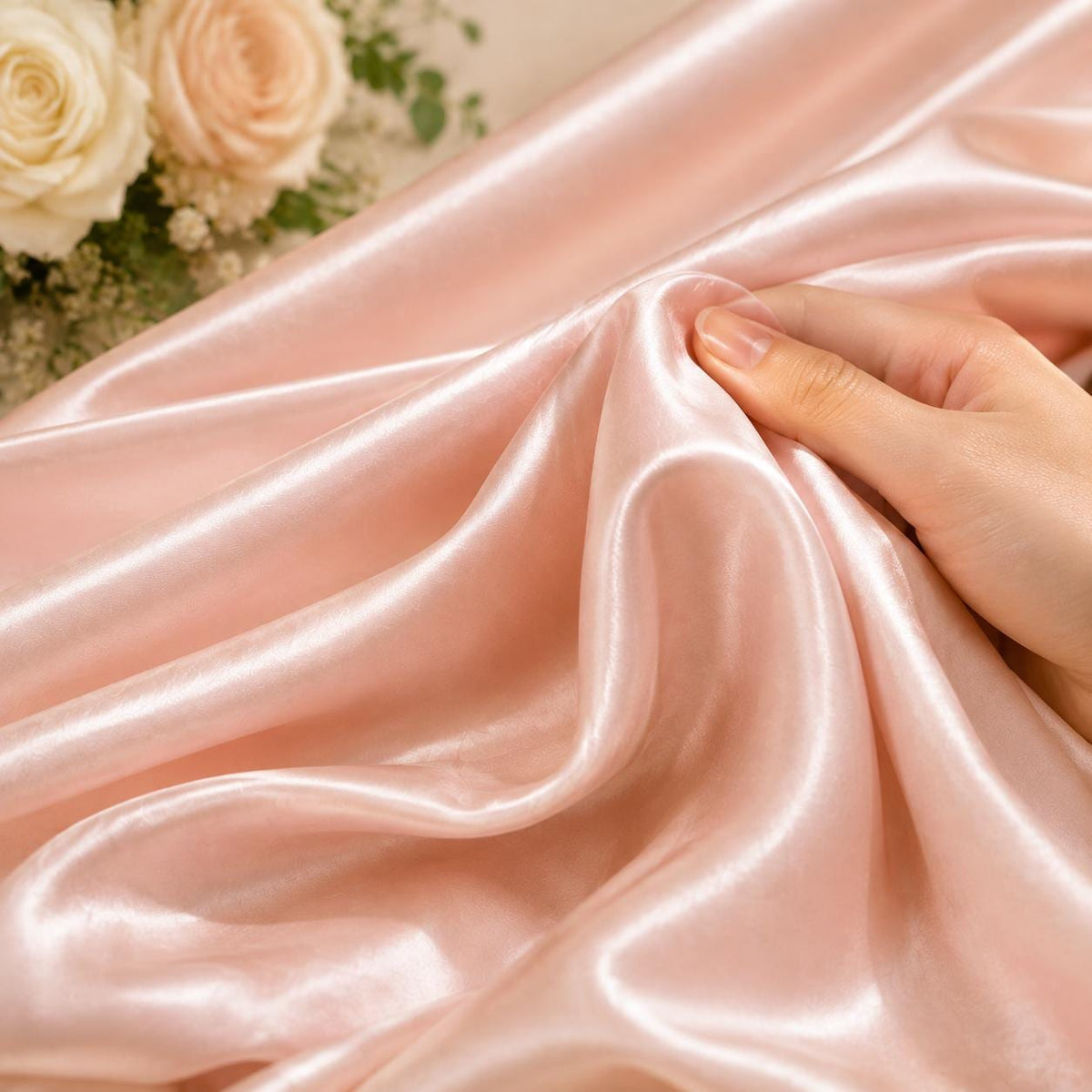 Blush Pink Satin Fabric by the Yard, Luxury Bridal Satin Fabric, Wedding Draping Fabric, Table Runner Fabric, Event Decoration Material
