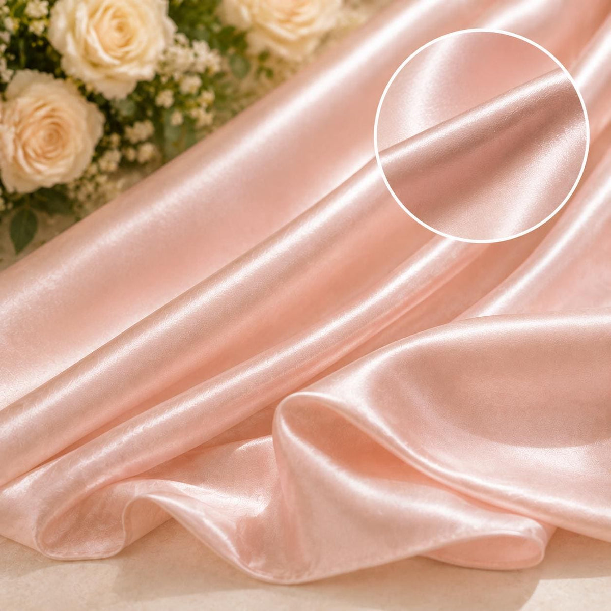 Blush Pink Satin Fabric by the Yard, Luxury Bridal Satin Fabric, Wedding Draping Fabric, Table Runner Fabric, Event Decoration Material