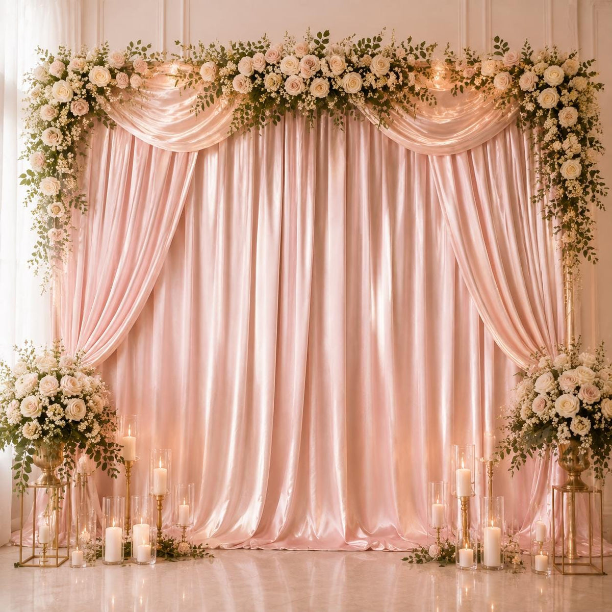 Blush Pink Satin Fabric by the Yard, Luxury Bridal Satin Fabric, Wedding Draping Fabric, Table Runner Fabric, Event Decoration Material