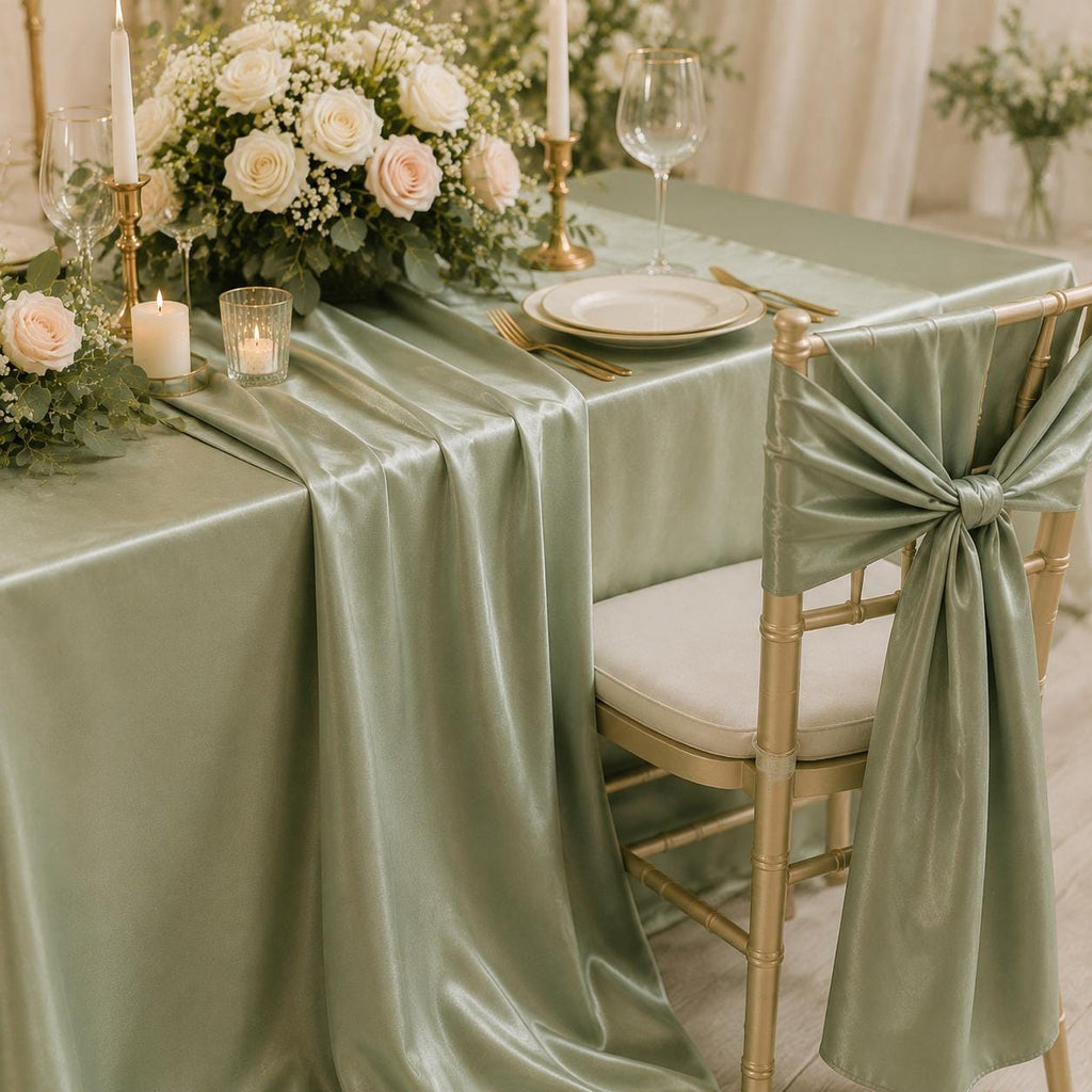 Sage Green Satin Fabric by the Yard for Wedding Decor