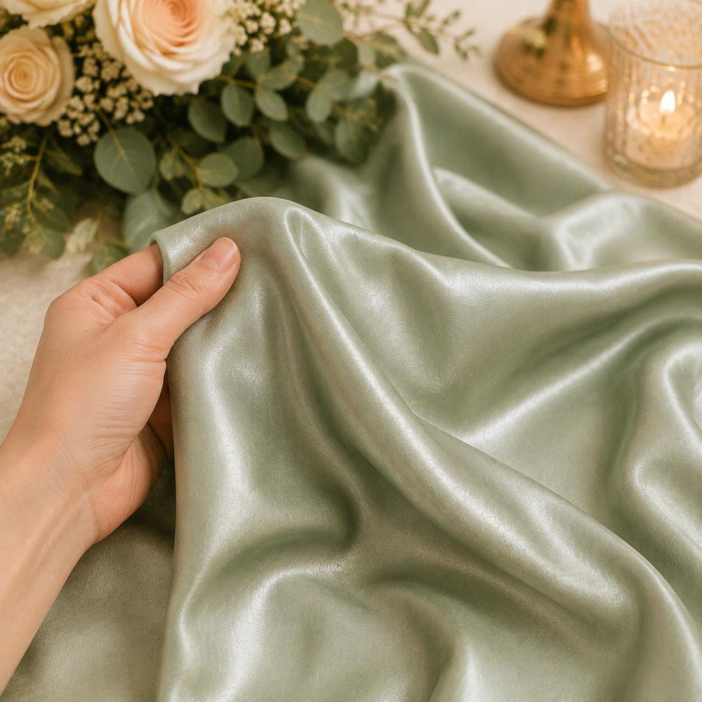 Sage Green Satin Fabric by the Yard for Wedding Decor