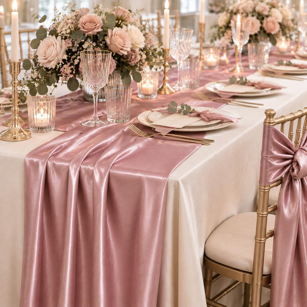 Dusty Rose Satin Fabric by the Yard for Dresses & Decor