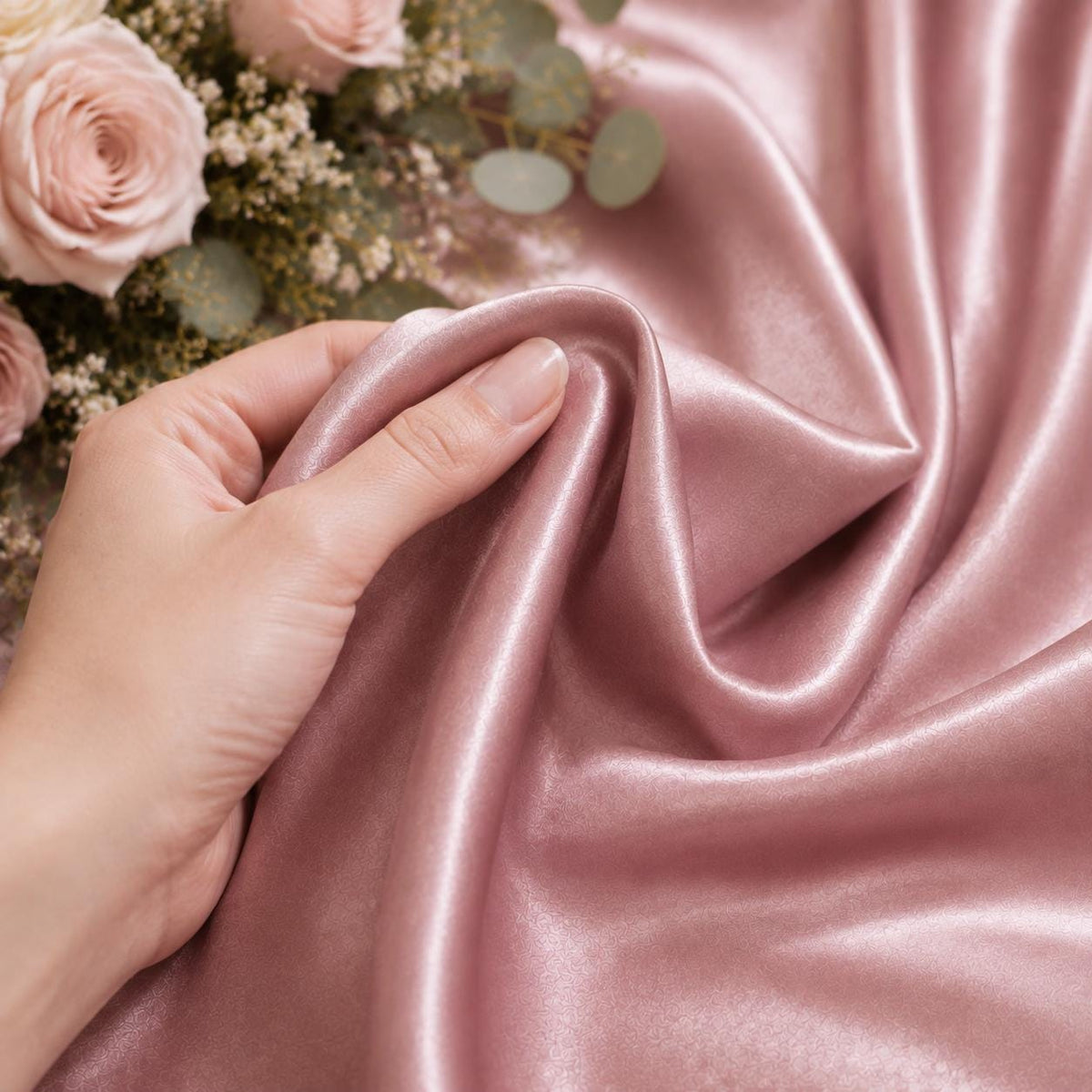 Dusty Rose Satin Fabric by the Yard for Dresses & Decor