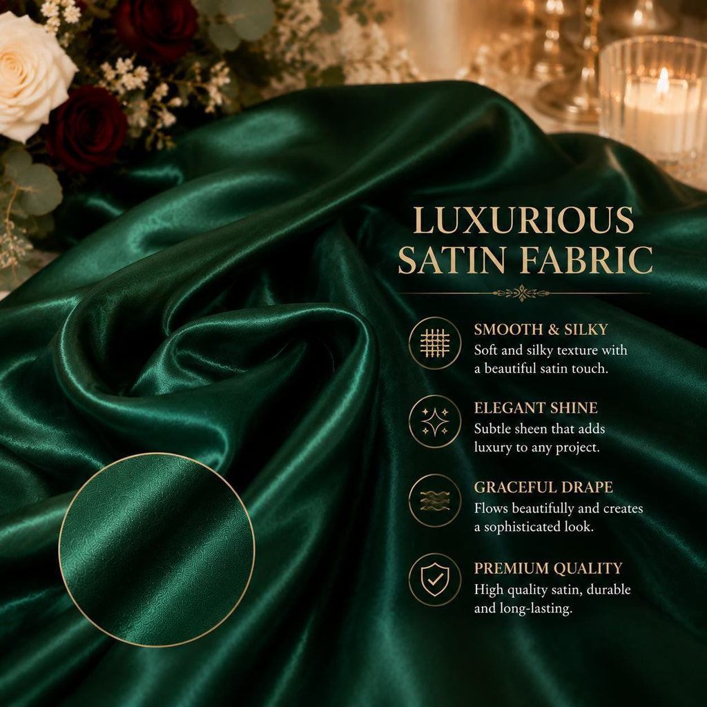 Emerald Green Satin Fabric by the Yard for Event Decor