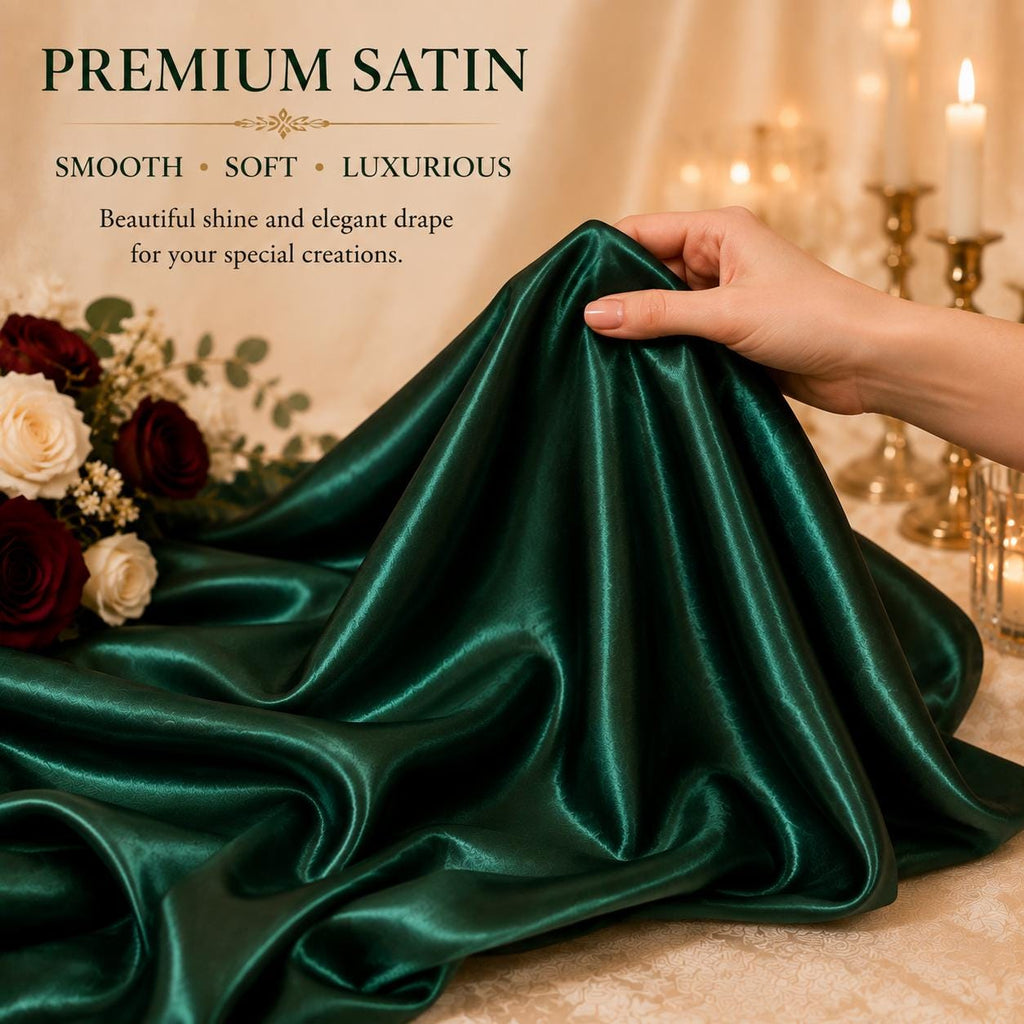 Emerald Green Satin Fabric by the Yard for Event Decor