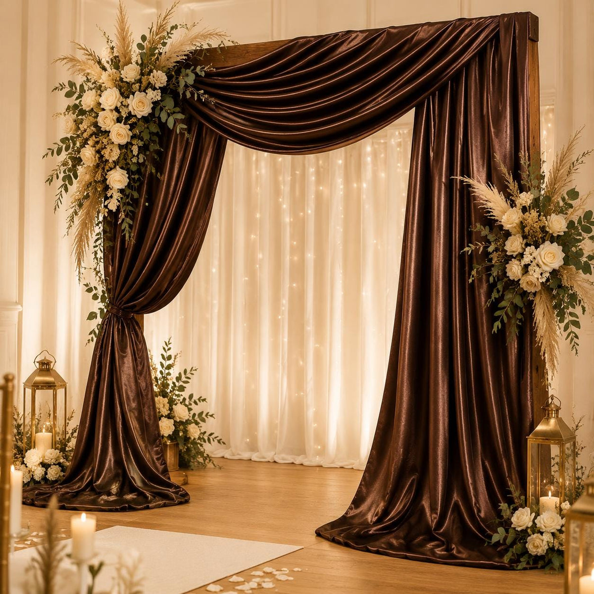 Chocolate Brown Satin Fabric by the Yard