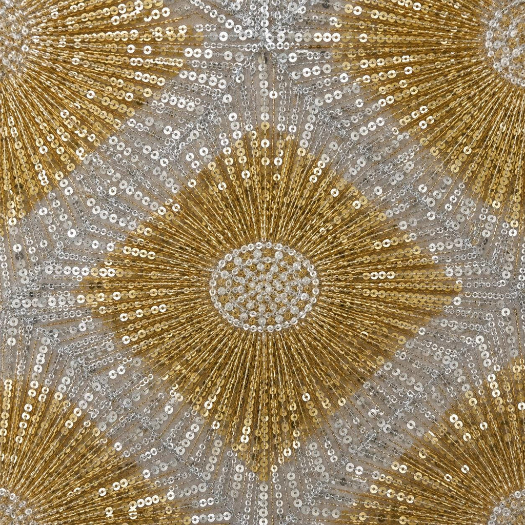 Gold Silver Geometric Sequin Fabric by the Yard, Luxury Metallic Mesh Fabric for Evening Gown, Prom Dress, Formal Wear, 52 Inch Wide