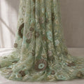 Sage Green Mother of the Bride Lace Fabric by the Yard, 3D Floral Beaded Tulle with Sequins for Formal Gown & Wedding Dress