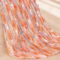Peach Coral Paillette Sequin Fabric by the Yard, Iridescent Holographic Mesh Fabric, Large Sequin Fabric for Prom Dress & Gown