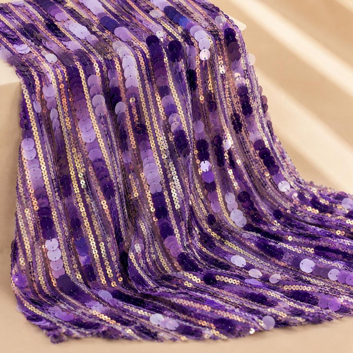 Lavender Sequin Fabric by the Yard, Purple Iridescent Paillette Mesh for Prom Dress, Evening Gown, Pageant & Couture Sewing