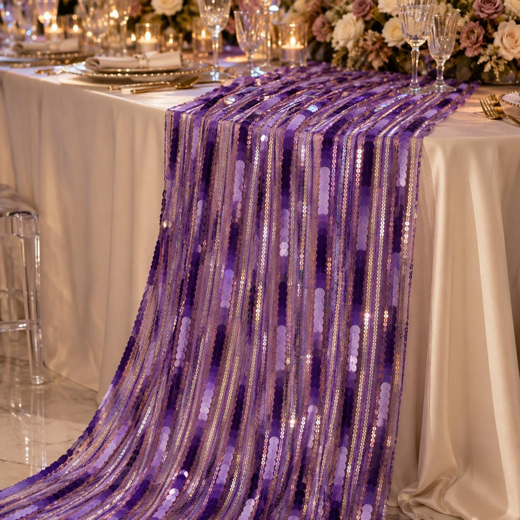 Lavender Sequin Fabric by the Yard, Purple Iridescent Paillette Mesh for Prom Dress, Evening Gown, Pageant & Couture Sewing